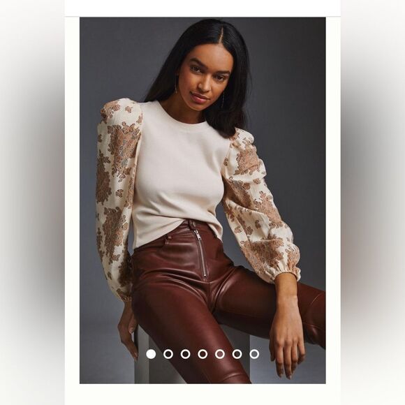 dolan Tops - Anthropologie DOLAN Puff-Sleeve Top size small Crème